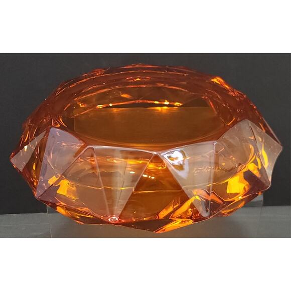 Viking Ashtray VTG Persimmon Orange Diamond Point 8 1/2" Heavy - Picture 8 of 10